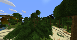 A rainforest with amphitheres flying about freely..
