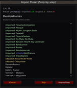 Import Preset window