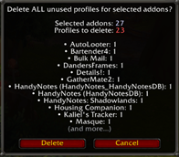 Delete Unused (Selected) button