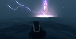 lightning strike in fierce waters