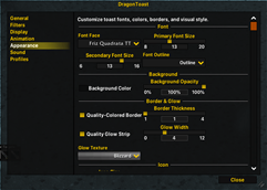 Appearance settings