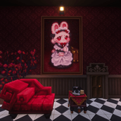 A classic room with a portrait of a rabbit maid