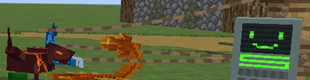 Screenshot featuring creatures from Left to right; Lavaraptor, Topazion, and Memo