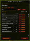 Customizable Character Sheet