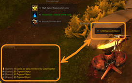 Quest Announcement Bubbles and Chat Log