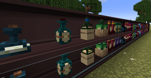 Placing Vinery’s drinks in Kaleidoscope Tavern’s cabinets.