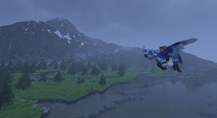 Flying home in the rain.