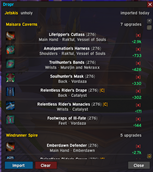 The dungeon list