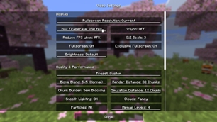 Video settings menu