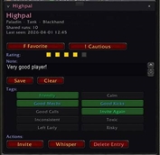 Player Details, Ratings & Tags