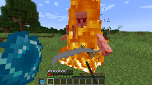 Player With Orbs of Lightning Vs Iron Golems