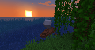 A ship on the background of sunset