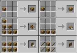 All recipes in the mod, applicable to all wood types