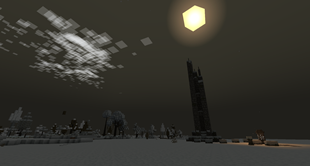 A ruined tower in a desolate snowgield