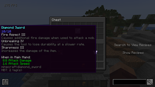 Enchanted diamond sword utilizing new enchant system capabilities