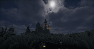 night view at medieval building