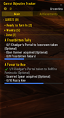Main tab with on hover