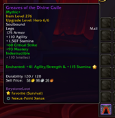 Tooltip of a favorite item