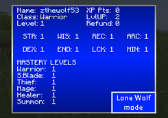 After selecting your class, pressing Z will open your Stat screen!