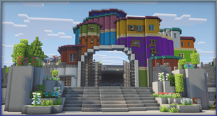 Vibrant Entrance with 3D Flowers
