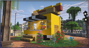 Hot Dog Stand with Rose Bushes