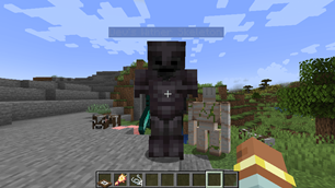 Pet Wither Skeleton with netherite armor and a diamond sword.