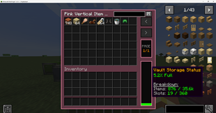 Vault UI for Create: Vibrant Vaults Pink, Dark mode in version 1.0.0-beta8