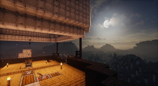 An airship under the moonlight