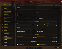Icons setting panel