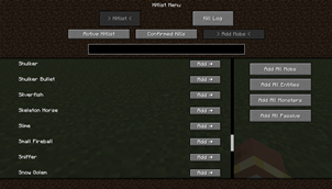 Add Mobs menu