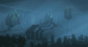 Hidden submerged copper submarine