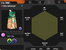 Decidueye Stats Hexagon