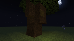 Glowing slime block in the tree side and the floor