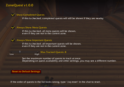 ZoneQuest settings
