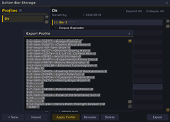 Export Action bars saved