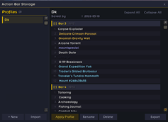 Action Bar Storage UI