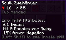 Sculk Zweihänder Stats