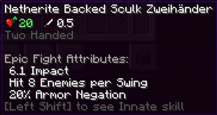 Netherite Zweihänder Stats