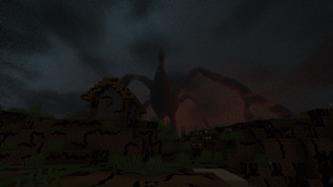 The Mind Flayer looming over the Upside Down