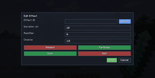 effect editing window for attack item