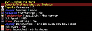 Highlighted Death messages, chat heads and bloodlines clans named displayed.