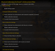 customizeable settings
