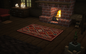 Traditional Rug by the fireplace.
