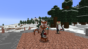 A player wearing the armor made from the gutted's drops and the 2 weapons from the gutted
