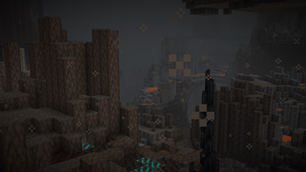 An Ashen delta with a Basalt Delta near it in the Nether