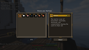 Heritage Selection Screen