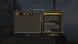 Race Selection Screen