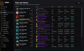 History Session Loot Tracking