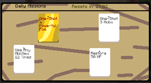 How the board looks and a example of quests and the note look