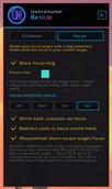 Retocle Settings - Focus